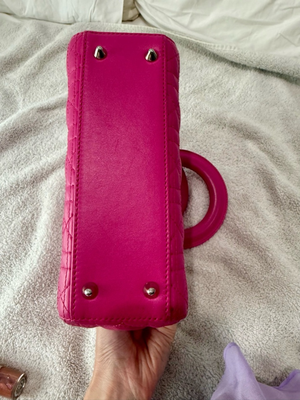 Lady Dior Cannage Bag – Hot Pink Lambskin, Silver Hardware - Picture 4 of 15